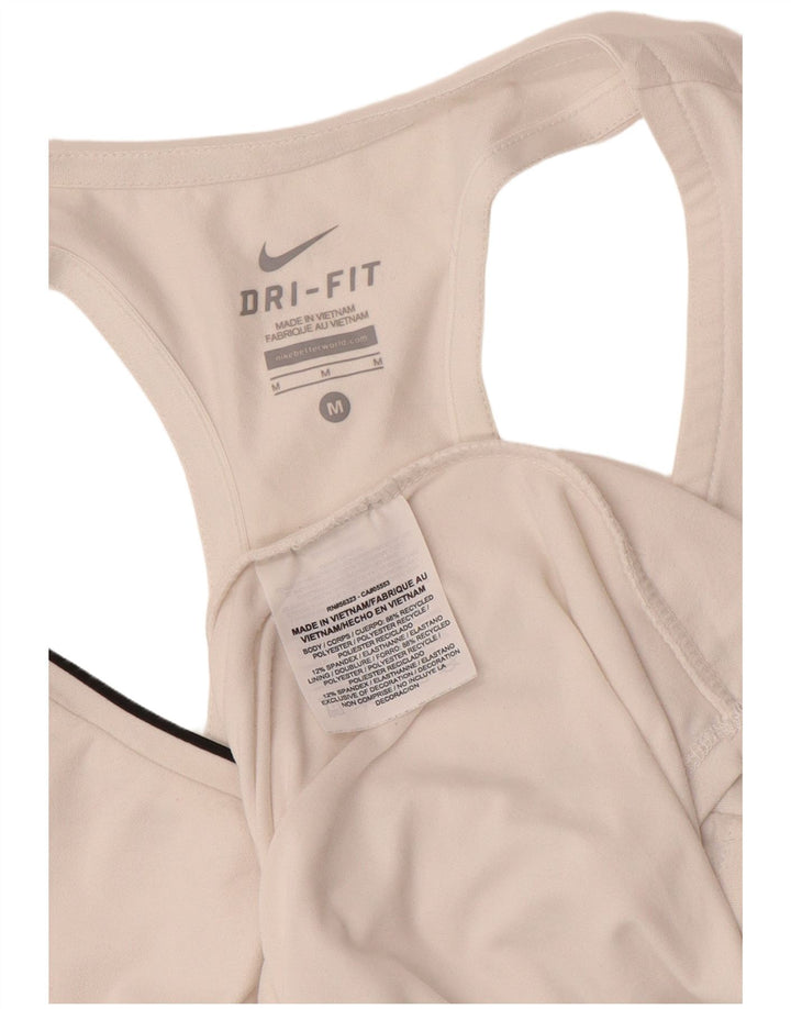 NIKE Dame Dri Fit Vest Top UK 12 Medium White Polyester