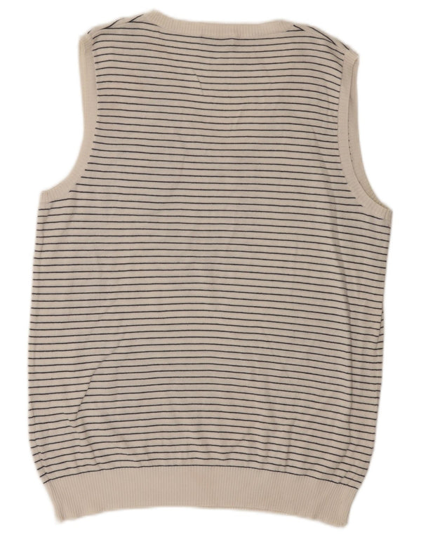 Iceberg Dame Vest Tank Top UK 18 XL Hvid Nålestribet Bomuld