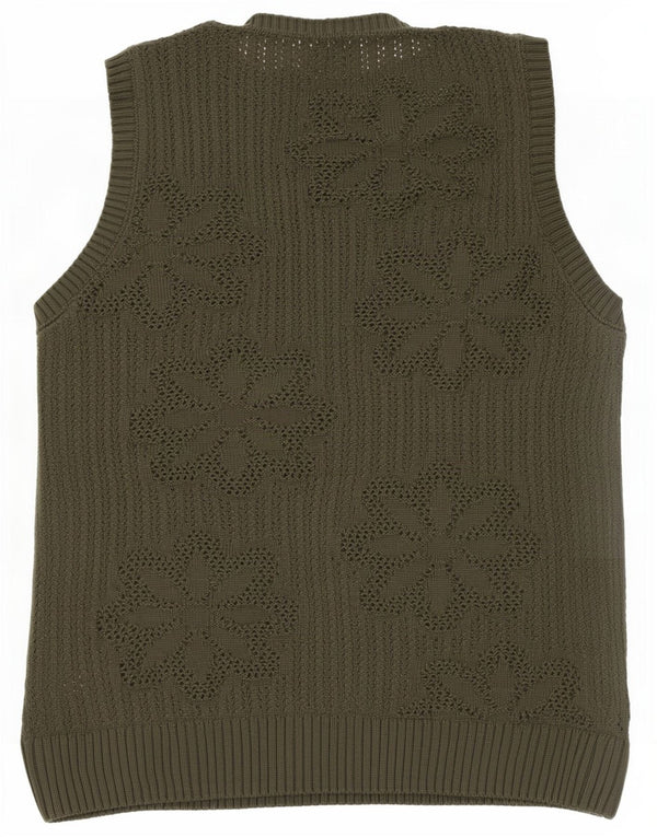 Zara Herrevest Tank Top Medium Khaki Blomster Akryl