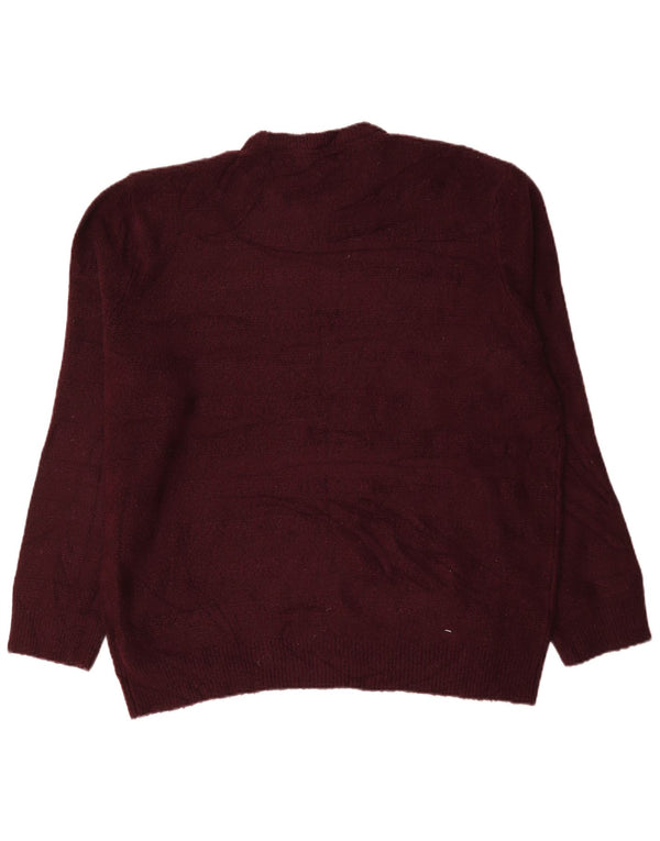 Marks & Spencer Mens Crew Neck Jumper Sweater 3XL Burgundy Striped Acrylic