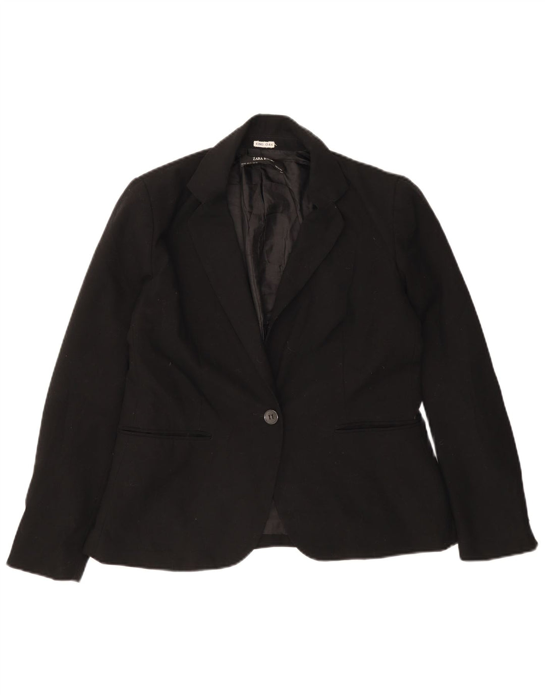 Zara Dame 1-knaps blazerjakke EU 42 Large Sort