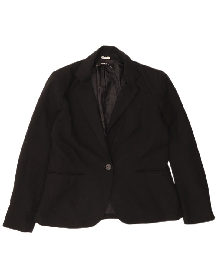 Zara Dame 1-knaps blazerjakke EU 42 Large Sort