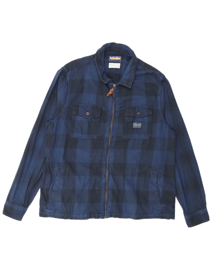 Superdry Flanelskjorte til mænd 2XL marineblå ternet bomuld