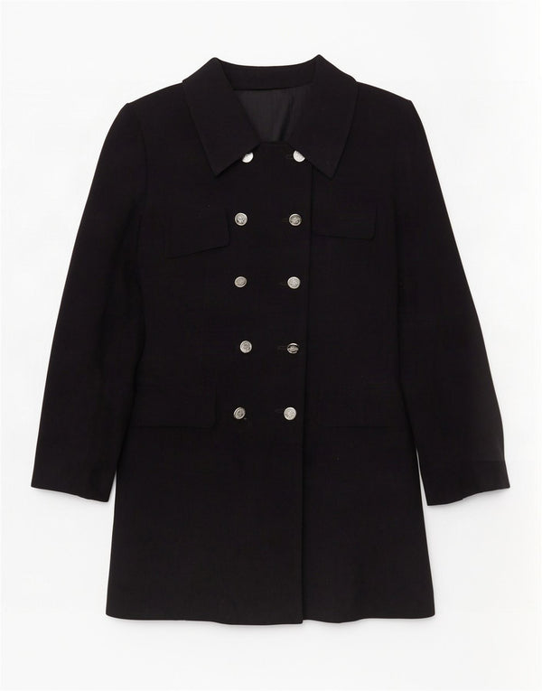 Vintage dobbeltradet frakke til kvinder EU 40 Mellem marineblå polyester