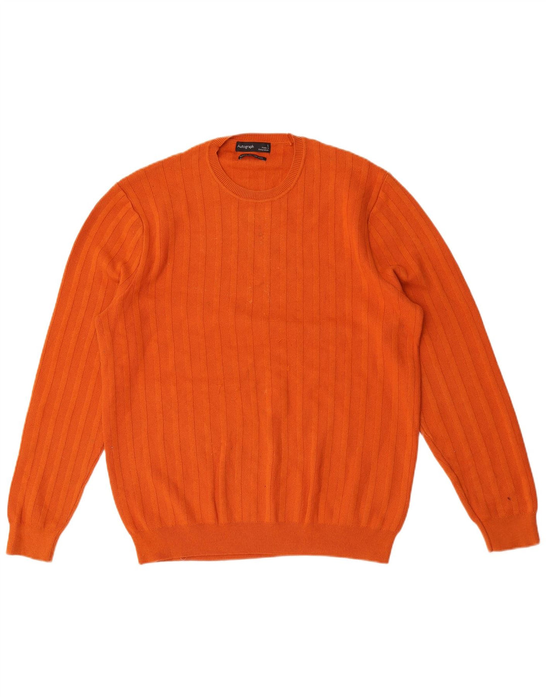Marks & Spencer Herre Autograph Crew Neck Jumper Sweater Stor Orange Bomuld