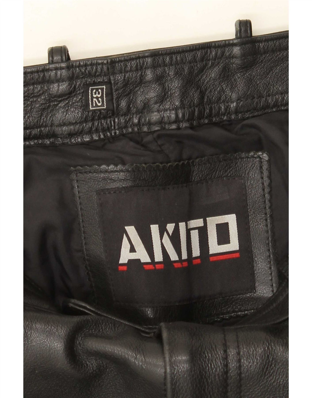 Akito Herre Slim Læderbukser W32 L34 Sort Læder