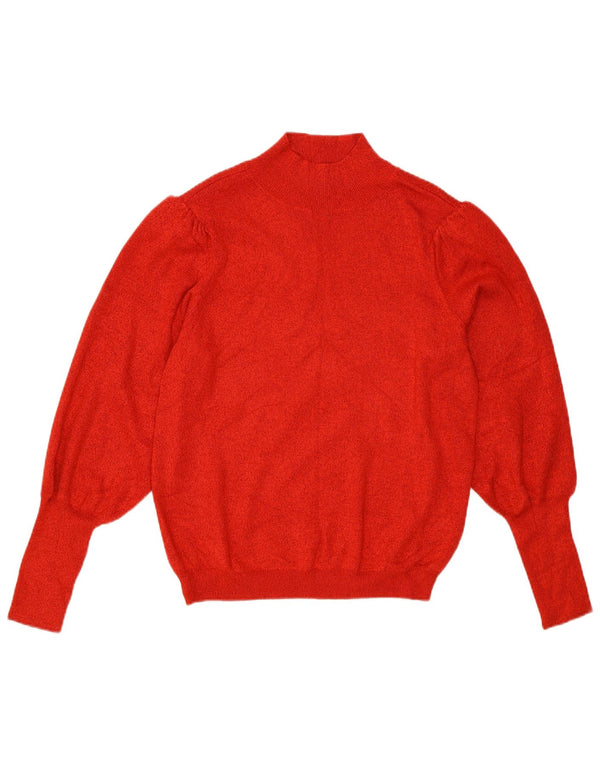 Marks & Spencer Dame Turtle Neck Jumper Sweater UK 12 Medium Red Viscose