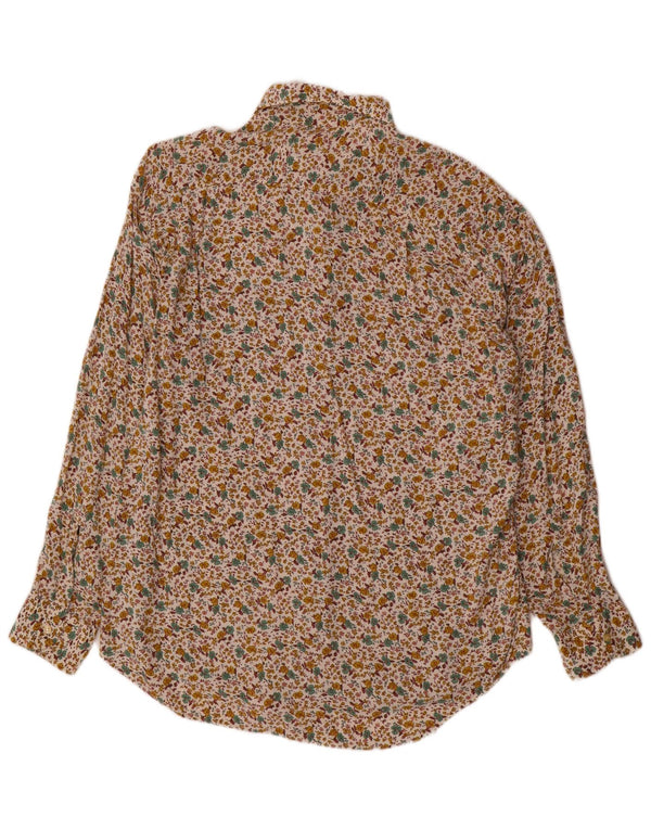 Vintage herreskjorte stor beige blomstret bomuld