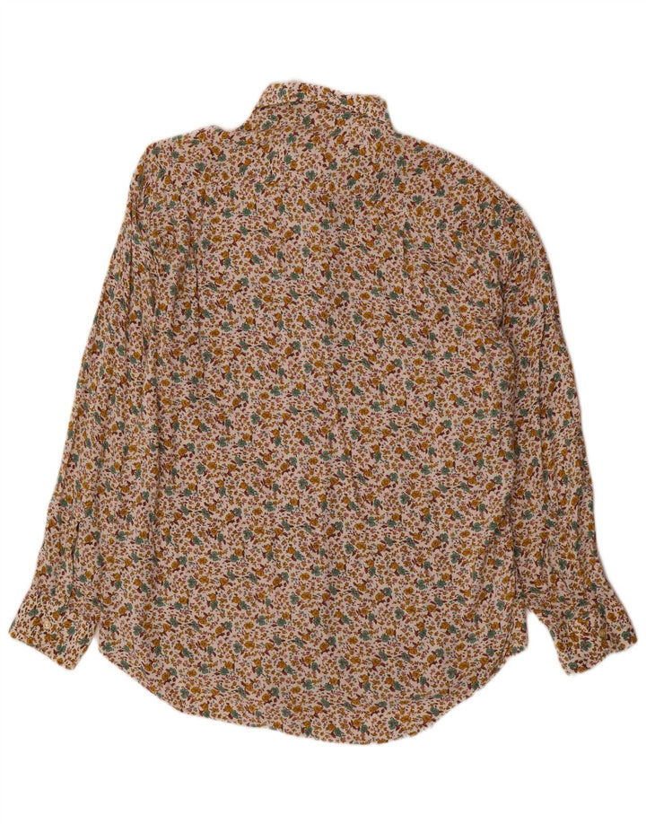 Vintage herreskjorte stor beige blomstret bomuld