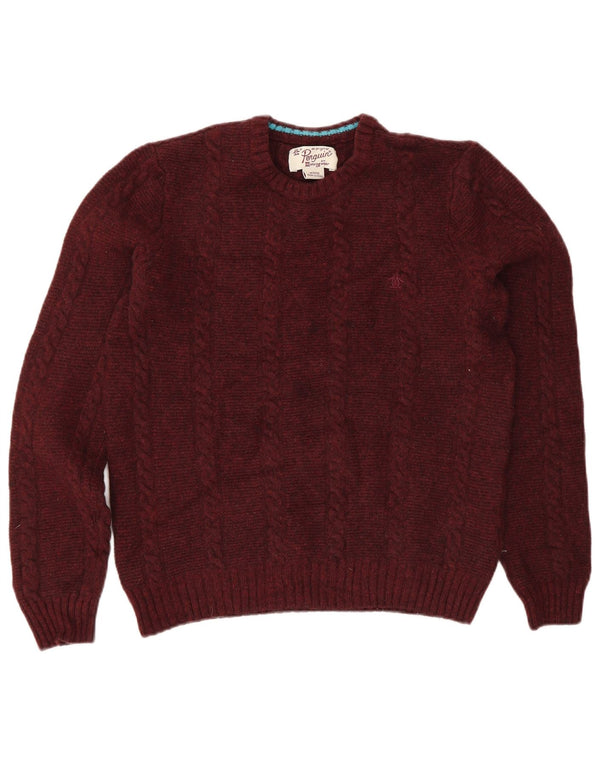 Penguin Womens Regular Fit Crew Neck Jumper Sweater UK 14 Medium Burgundy