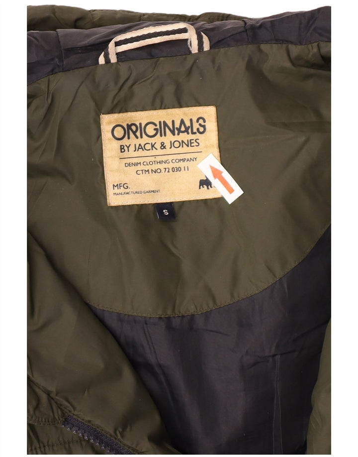 Jack & Jones Herre hættepolstret jakke UK 36 Small Khaki Nylon