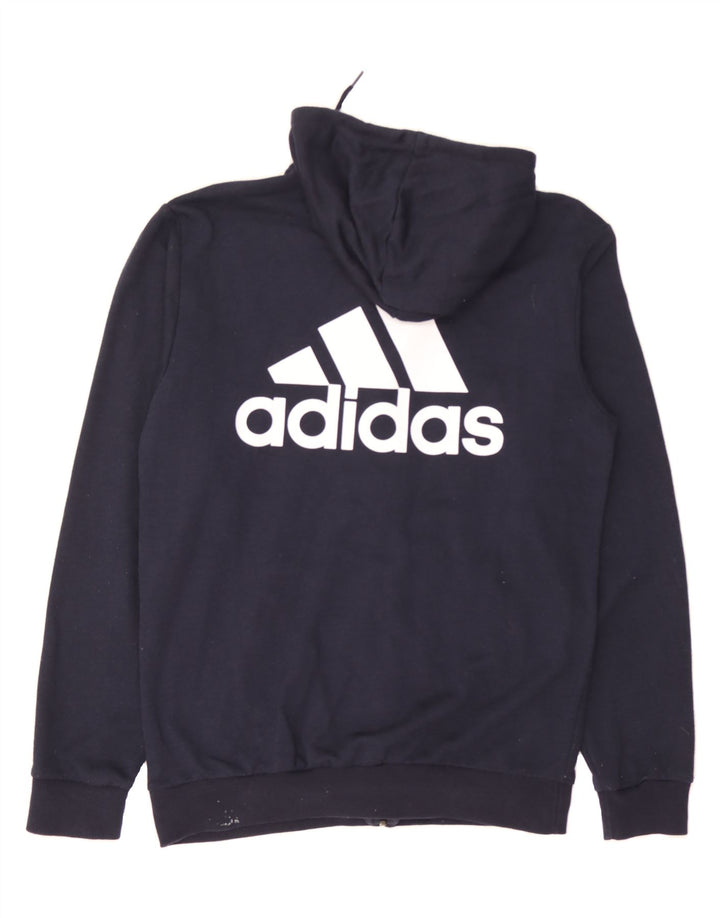ADIDAS Mens Graphic Zip Hoodie Sweater Medium Navy Blue Cotton Vintage Adidas and Second-Hand Adidas from Messina Hembry 
