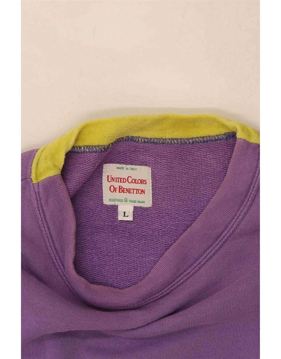 Benetton Dame Oversized Grafisk Sweatshirt Jumper UK 16 Stor Lilla
