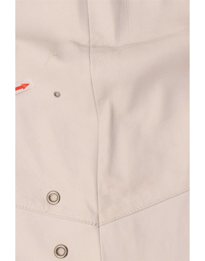 Vintage lædernederdel til kvinder W36 XL Hvid