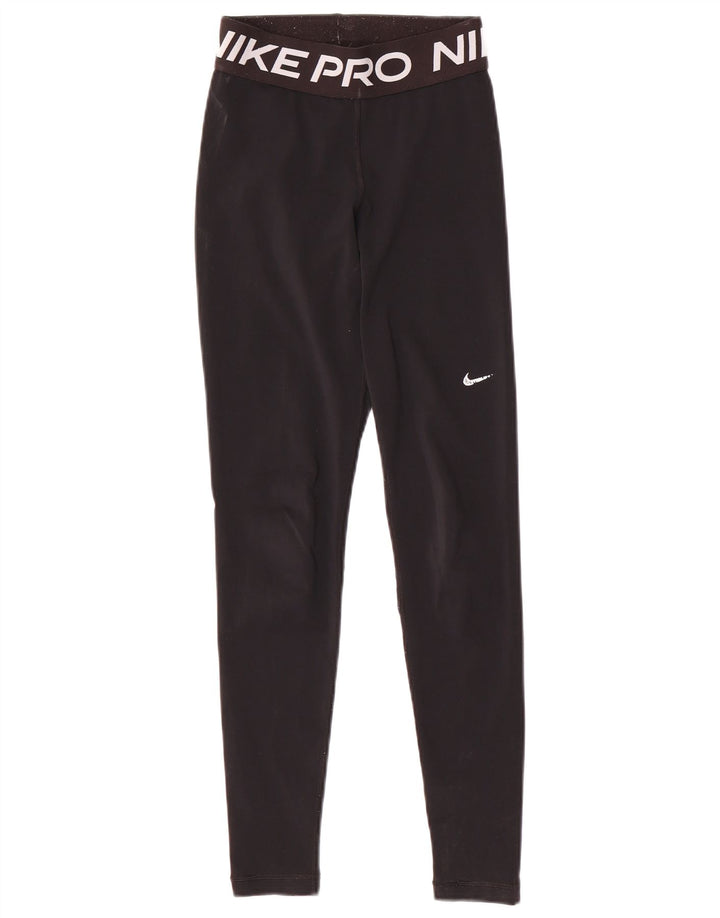NIKE Dri Fit grafiske leggings til kvinder UK 6 XS Sort