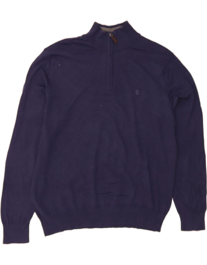 IZOD Mens Zip Neck Jumper Sweater XL Navy Blue Cotton Vintage Izod and Second-Hand Izod from Messina Hembry 