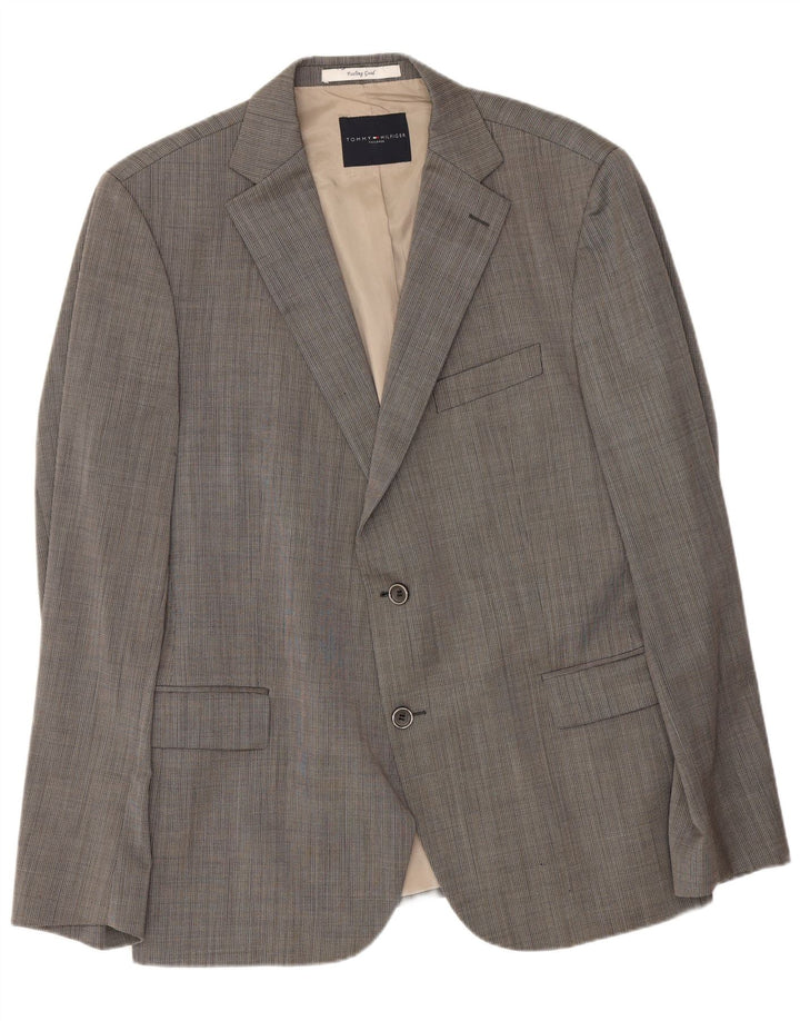 Tommy Hilfiger Herre 2-knaps blazerjakke IT 54 2XL Grå Virgin Wool