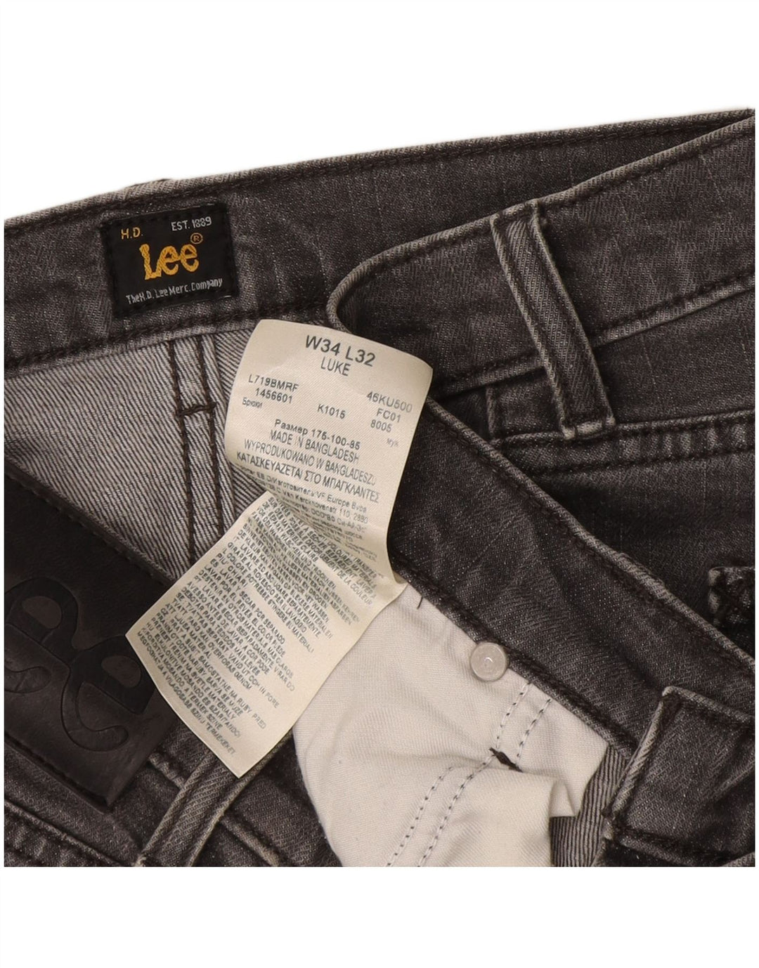 Lee Herre Luke Slim Jeans W34 L32 Grå Bomuld