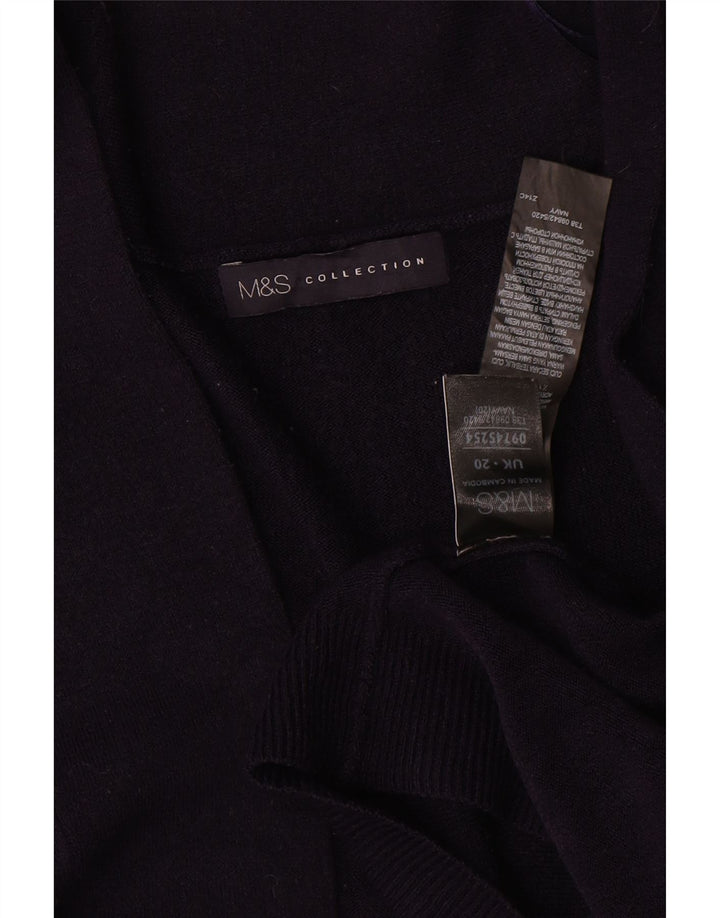 Marks & Spencer Dame Longline Åben Cardigan Sweater UK 20 2XL Navy Blue