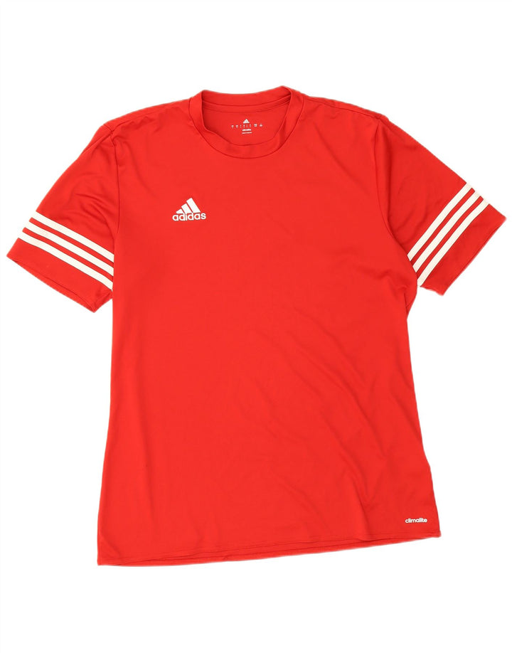 Adidas Herre Climalite T-Shirt Top Stor Rød Polyester