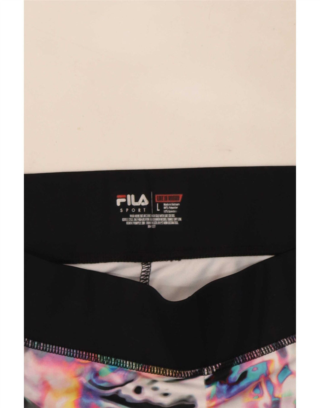 Fila kvinders abstrakt mønster Capri Leggings UK 14 Stor sort polyester