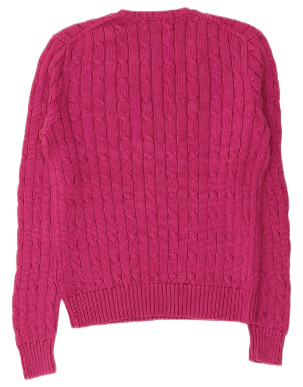 Polo Ralph Lauren Dame V-hals sweater UK 12 Medium Pink Bomuld