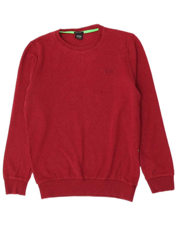 Hugo Boss Herre Regular Fit Sweatshirt Jumper Large Bourgogne Bomuld