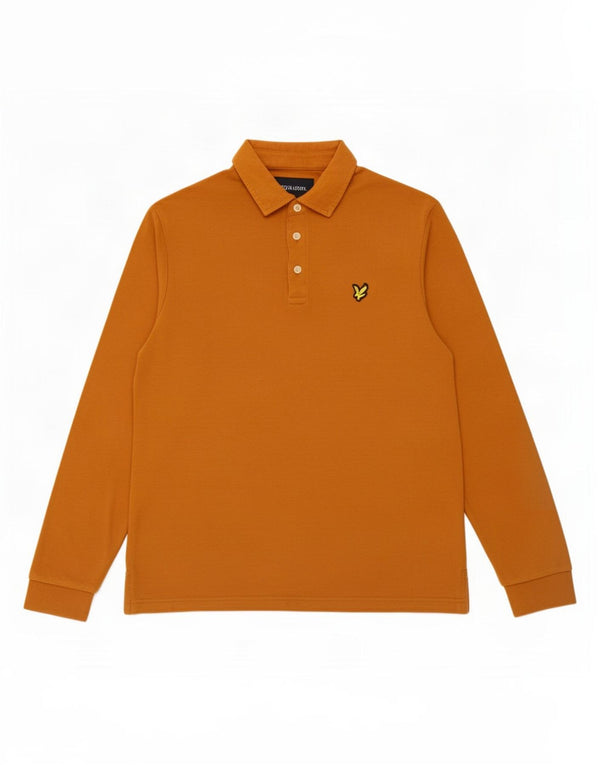 Lyle & Scott Langærmet herre poloshirt Medium orange bomuld