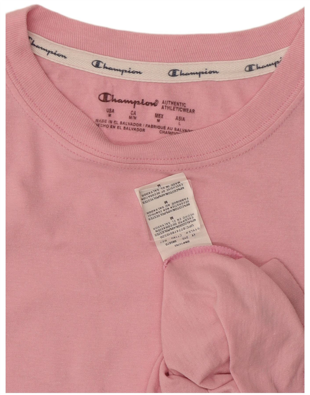 Champion Dame T-Shirt Top UK 12 Medium Pink Bomuld