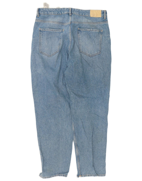 Zara Dame Distressed High Waist Jeans EU 44 XL W34 L27 Blå Bomuld