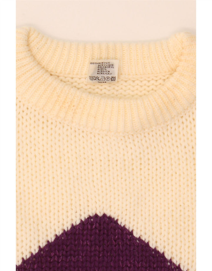 C&A Dame sweater med rund hals EU 40 Medium Off White Argyle/Diamond