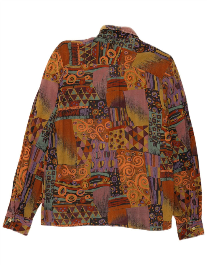 Vintage Dame Shirt Bluse UK 12 Medium Multicolored Geometric