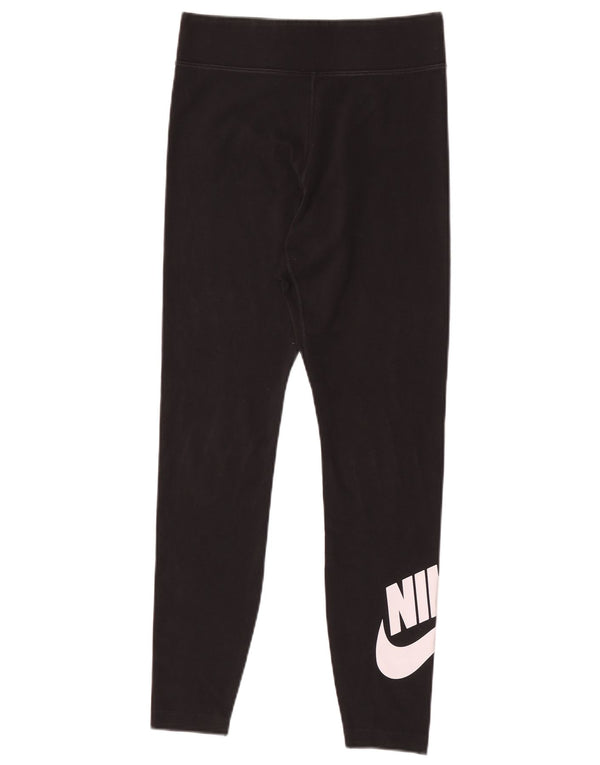 Nike Dame Grafiske Leggings UK 12 Medium Sort Bomuld