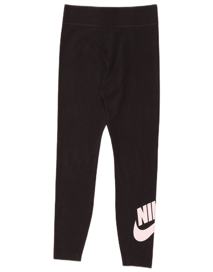 Nike Dame Grafiske Leggings UK 12 Medium Sort Bomuld
