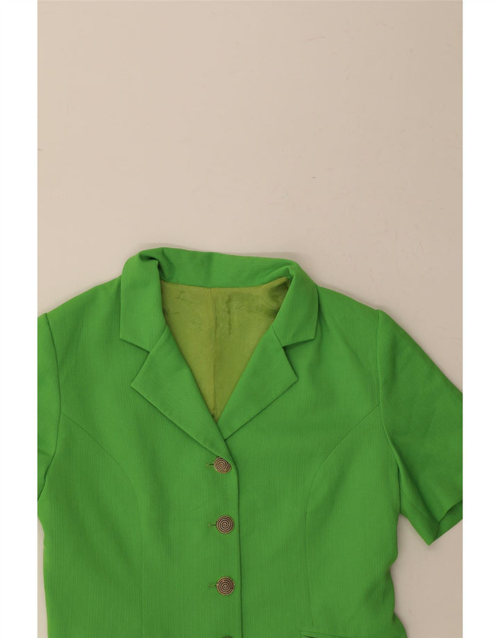VINTAGE Womens 4 Button Short Sleeve Blazer Jacket UK 14 Large Green Vintage Vintage and Second-Hand Vintage from Messina Hembry 