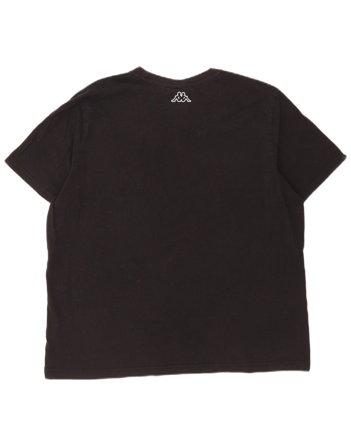 Kappa Herre Grafisk T-Shirt Top Stor Sort Bomuld