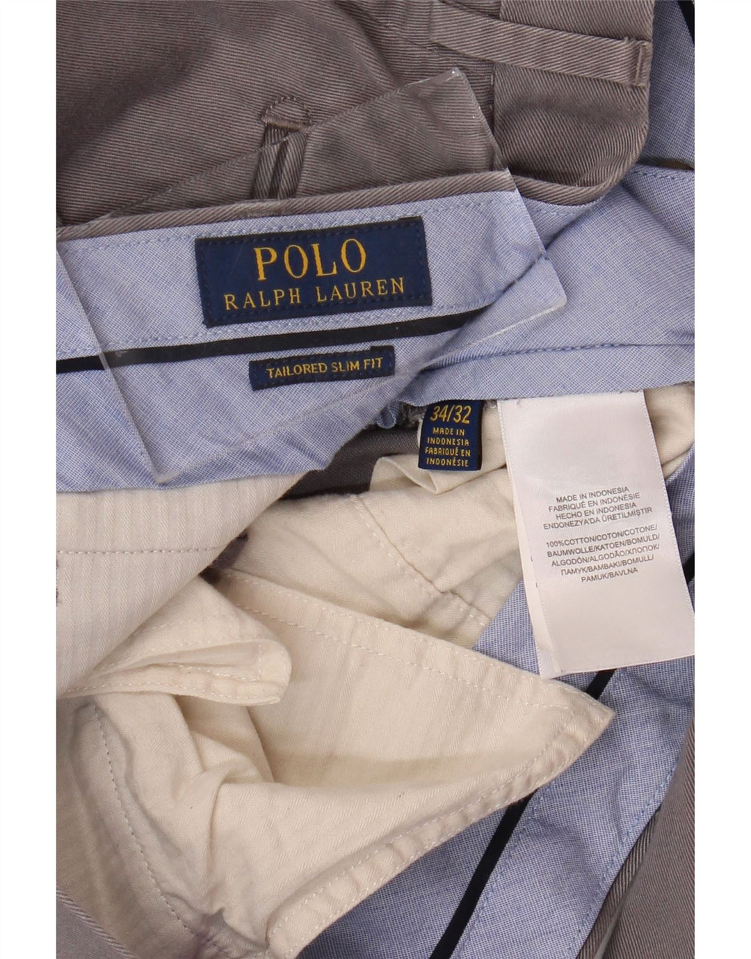 POLO RALPH LAUREN Skræddersyede Slim Fit Suit Bukser til mænd W34 L32 Grå Bomuld