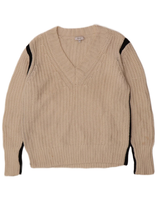 Reiss Herre V-hals sweater XS Off White Colourblock Uld
