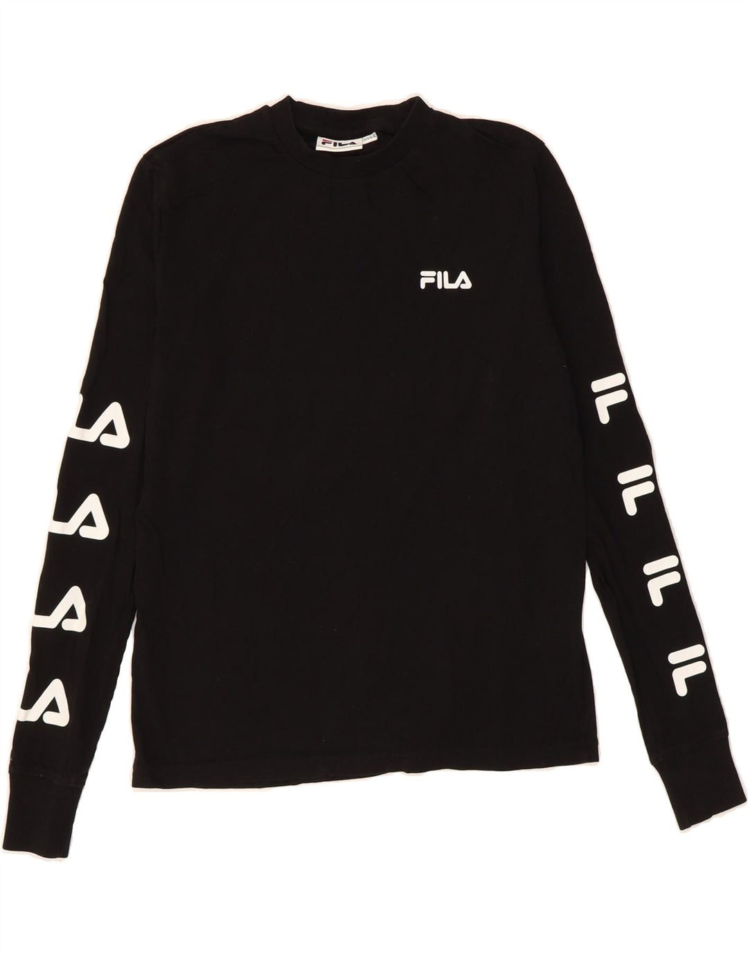 FILA Womens Graphic Top Long Sleeve UK 2 2XS Black Cotton Vintage Fila and Second-Hand Fila from Messina Hembry 