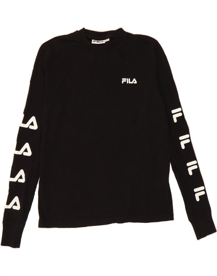 FILA Womens Graphic Top Long Sleeve UK 2 2XS Black Cotton Vintage Fila and Second-Hand Fila from Messina Hembry 
