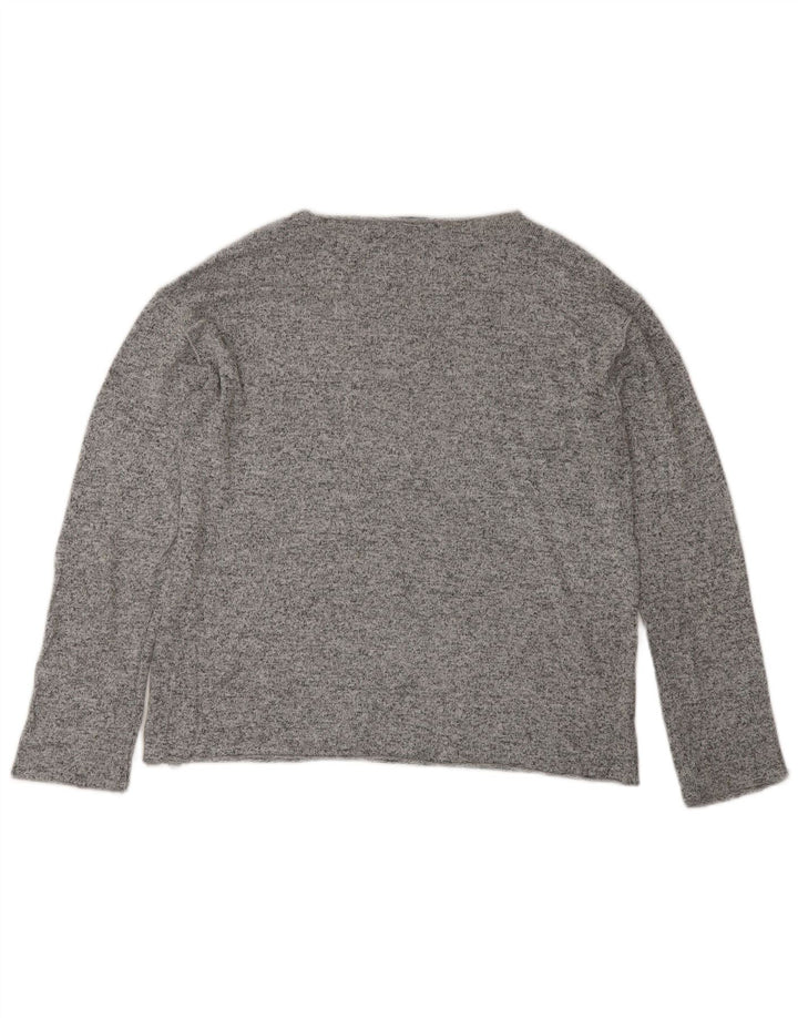 Zara Dame Top Langærmet UK 10 Small Grå Flecked Viscose