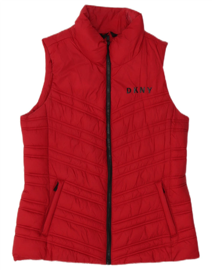 Dkny Womens Polstret Gilet UK 10 Small Red Polyester Sports