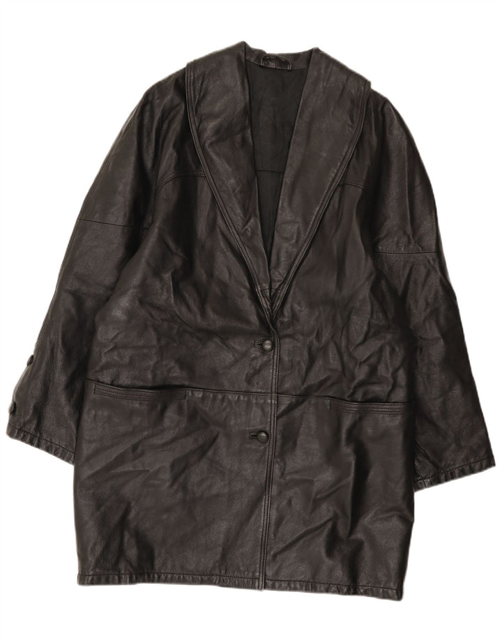 Vintage læderfrakke til kvinder UK 16 Large Black