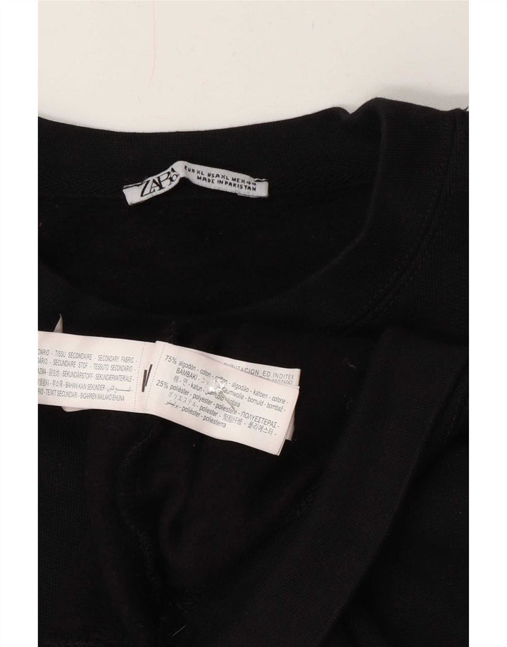 Zara Herre Sweatshirt Jumper XL Sort Bomuld