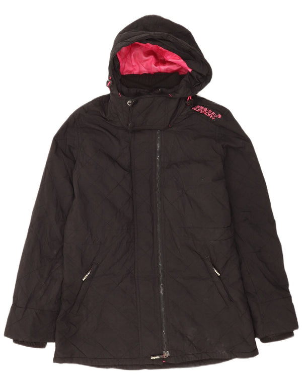 Superdry Womens The windparka grafisk hættejakke UK 18 XL Sort