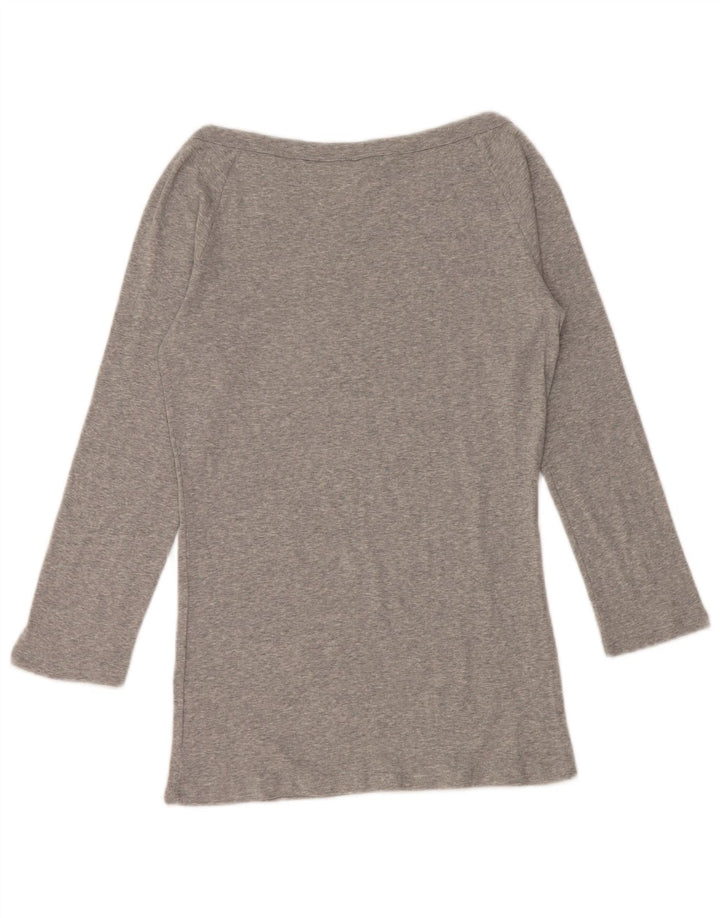 BENETTON Dame Off Shoulder Top 3/4 ærmer UK 12 Medium Grå Flecked