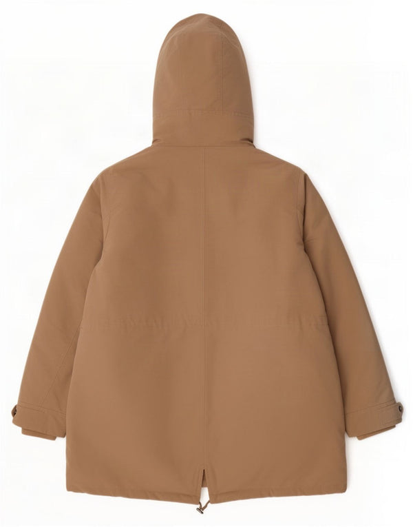 Marks & Spencer Sherpa Parka-jakke med hætte til kvinder UK 22 3XL brun polyester