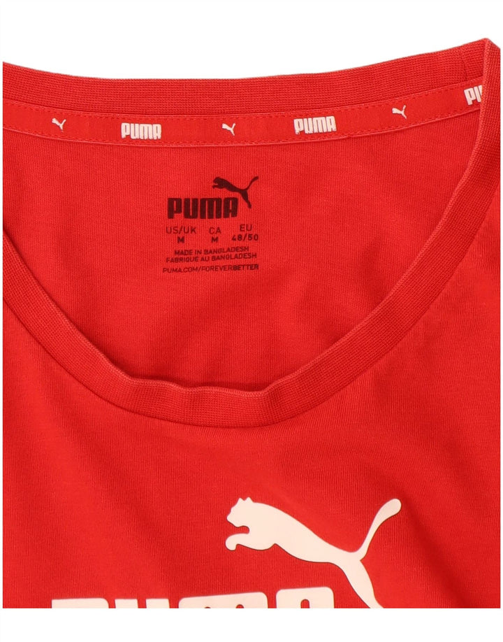 PUMA Herre grafisk T-shirt Top Medium Rød Colourblock Bomuld