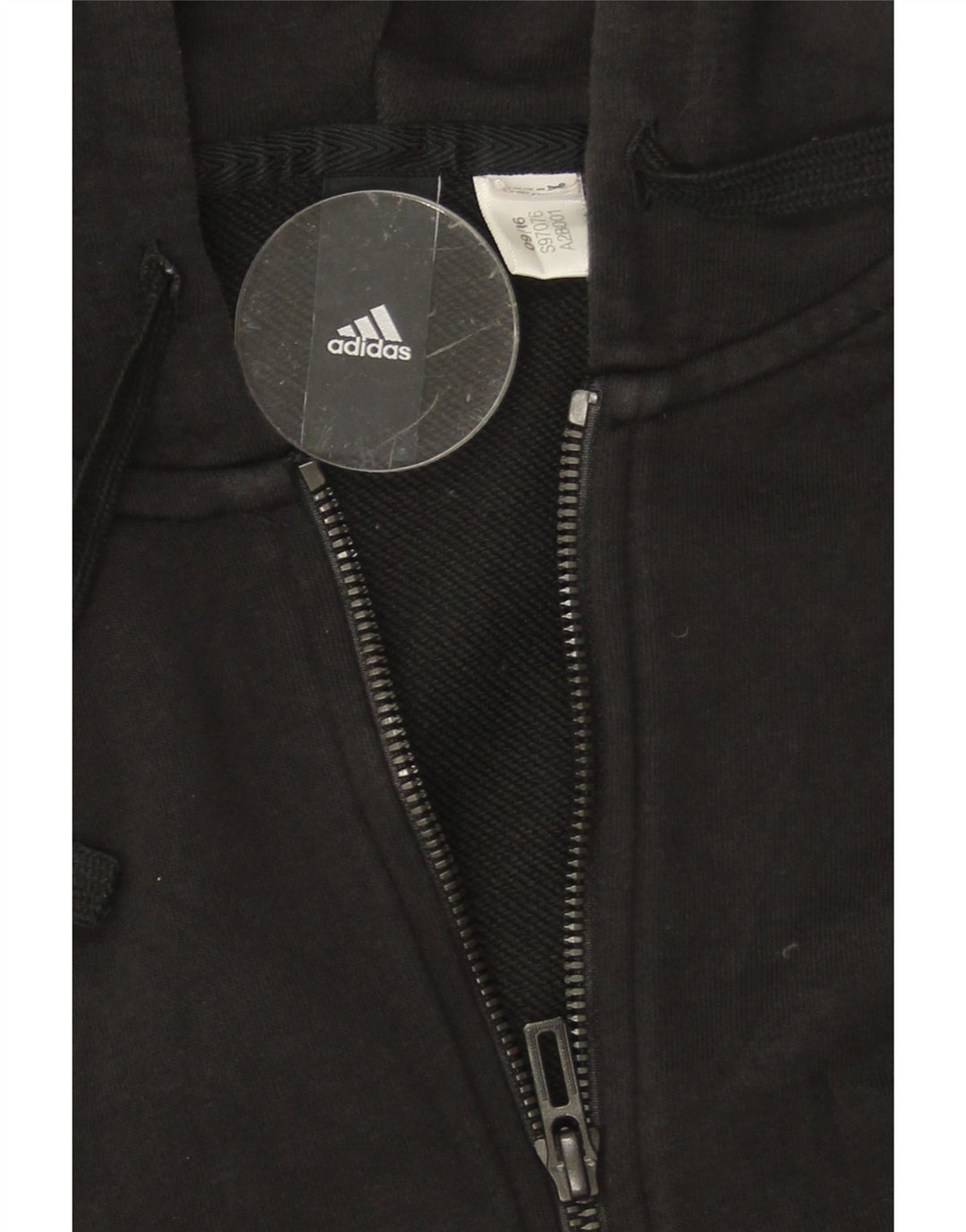 ADIDAS Womens Graphic Zip Hoodie Sweater UK 12 Medium Black Vintage Adidas and Second-Hand Adidas from Messina Hembry 