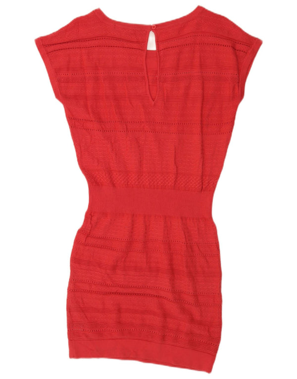 French Connection Dame Ærmeløs Jumper Dress UK 10 Small Red Bomuld